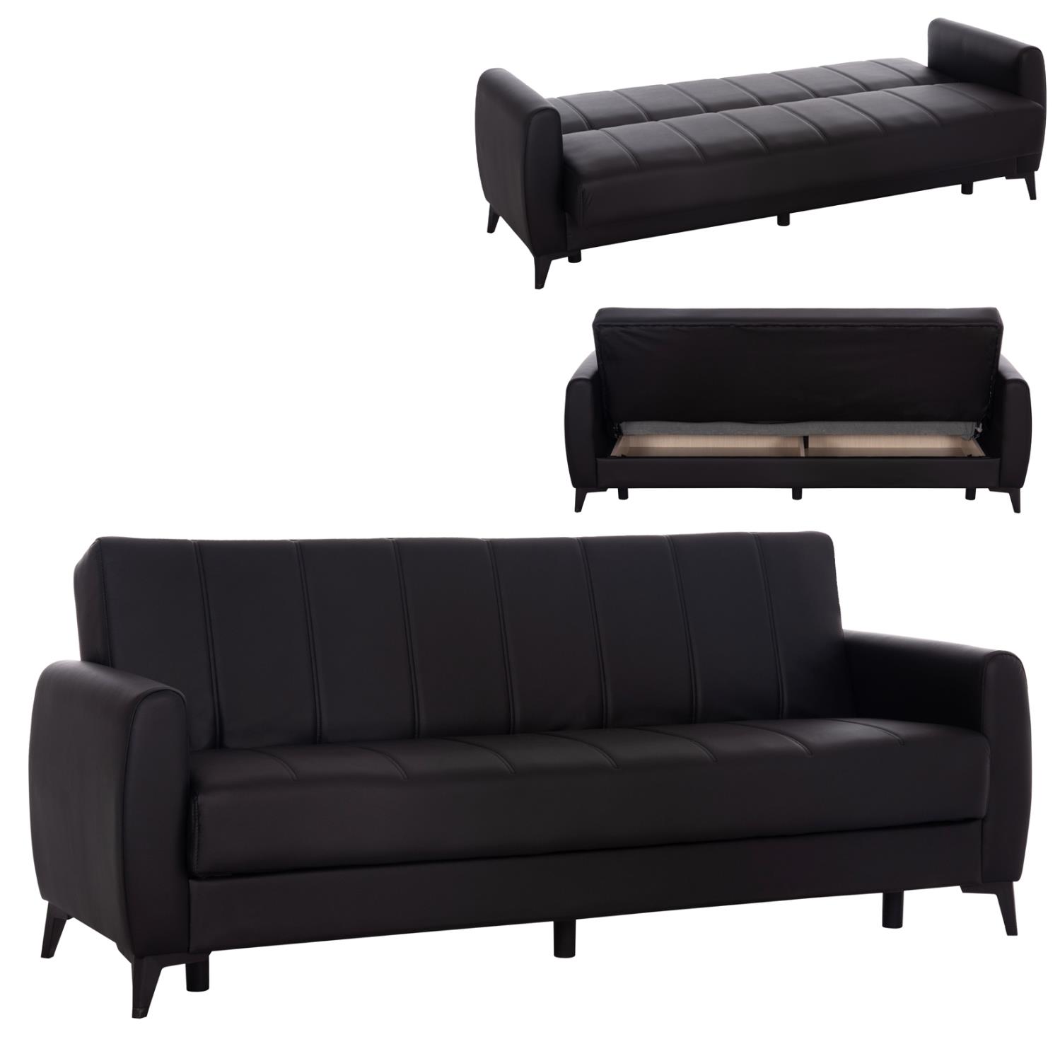 Καναπές - Κρεβάτι NIKKO Τριθέσιος με Αποθ. χώρο Μαύρο PU 207x80x82Υεκ. Καναπές - Κρεβάτι NIKKO Τριθέσιος με Αποθ. χώρο Μαύρο PU 207x80x82Υεκ.