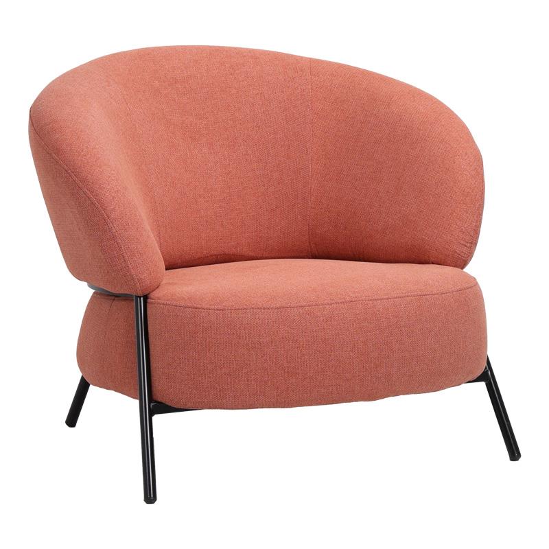 Πολυθρόνα Jennie ύφασμα σε κεραμιδι απόχρωση με μαύρα μεταλλικά πόδια 84x84x71,5εκ