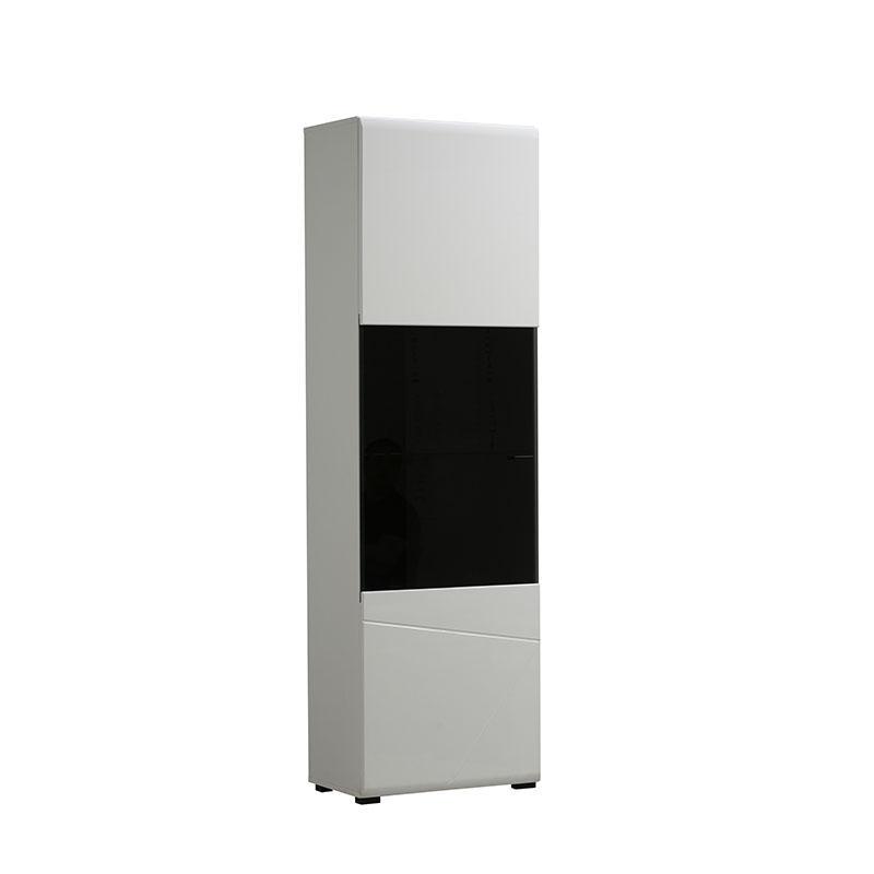 Βιτρίνα Trentino 1K VS Λευκό - Μαύρο - Λευκή Λάκα 58x35x190 εκ.