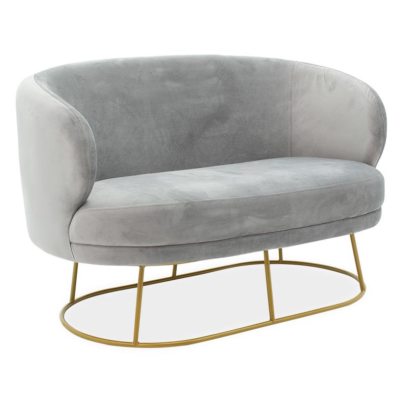 Καναπές Rony διθέσιος βελούδο σε γκρι - χρυσό 132x82x83εκ