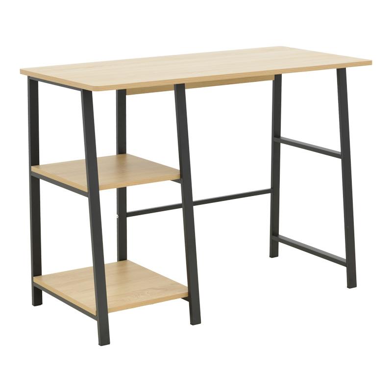 Γραφείο εργασίας Ferje με ράφια mdf σε φυσική με μαύρη απόχρωση 100x48x75εκ