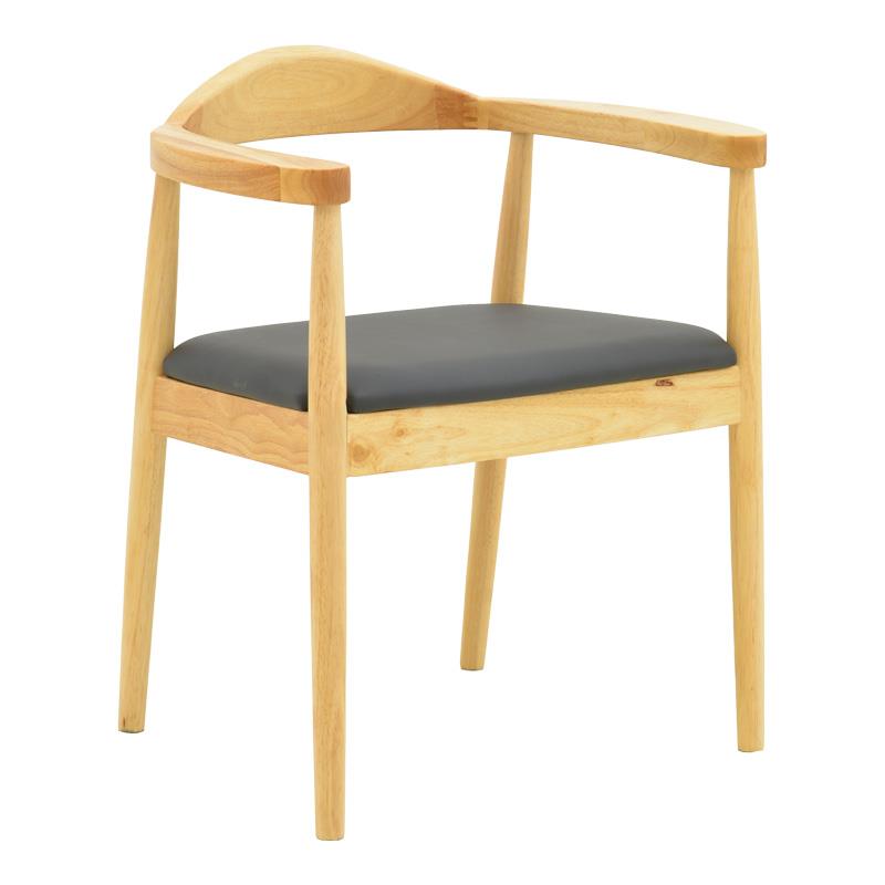 Καρέκλα Πολυθρόνα Joube rubberwood σε φυσικό με μαύρο pu μαξιλάρι 59x48x73εκ