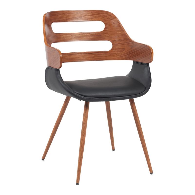 Καρέκλα - Πολυθρόνα Fern PU μαύρο-ξύλο καρυδί απόχρωση 52x59x80εκ Καρέκλα - Πολυθρόνα Fern PU μαύρο-ξύλο καρυδί απόχρωση 52x59x80εκ