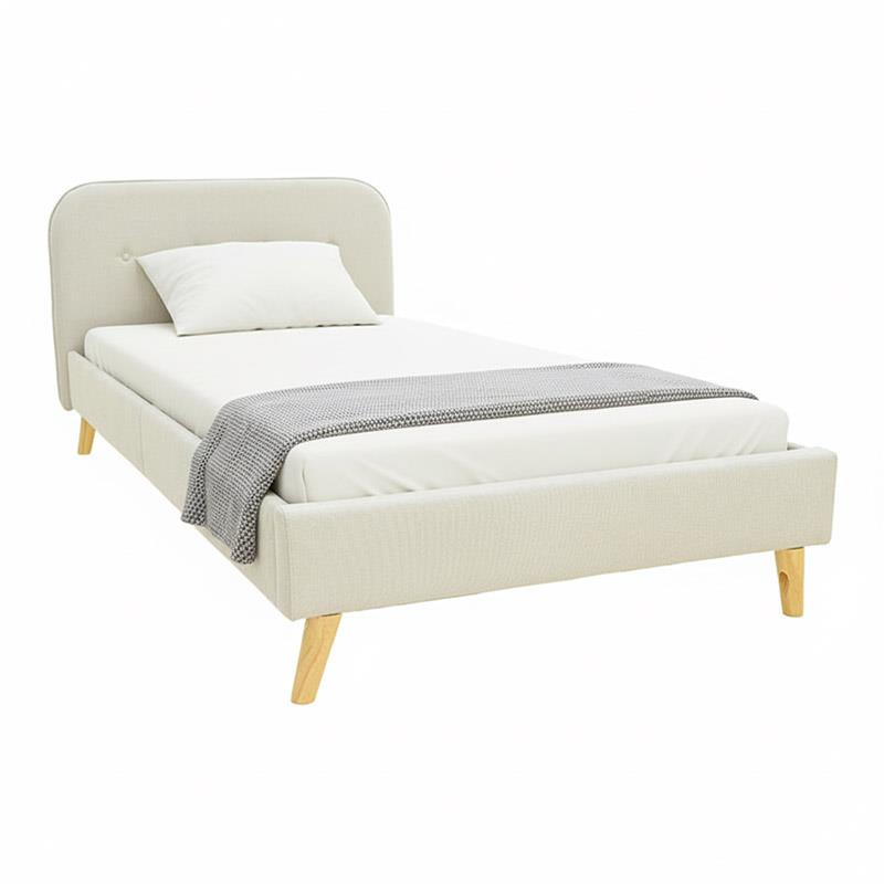 Επενδυμένο Κρεβάτι LumiLux Μονό με Ύφασμα Μπέζ 100x200εκ.