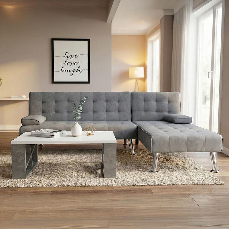 Γωνιακός καναπές-κρεβάτι Brisk αναστρέψιμος ύφασμα σε ανθρακί 200x146x75εκ