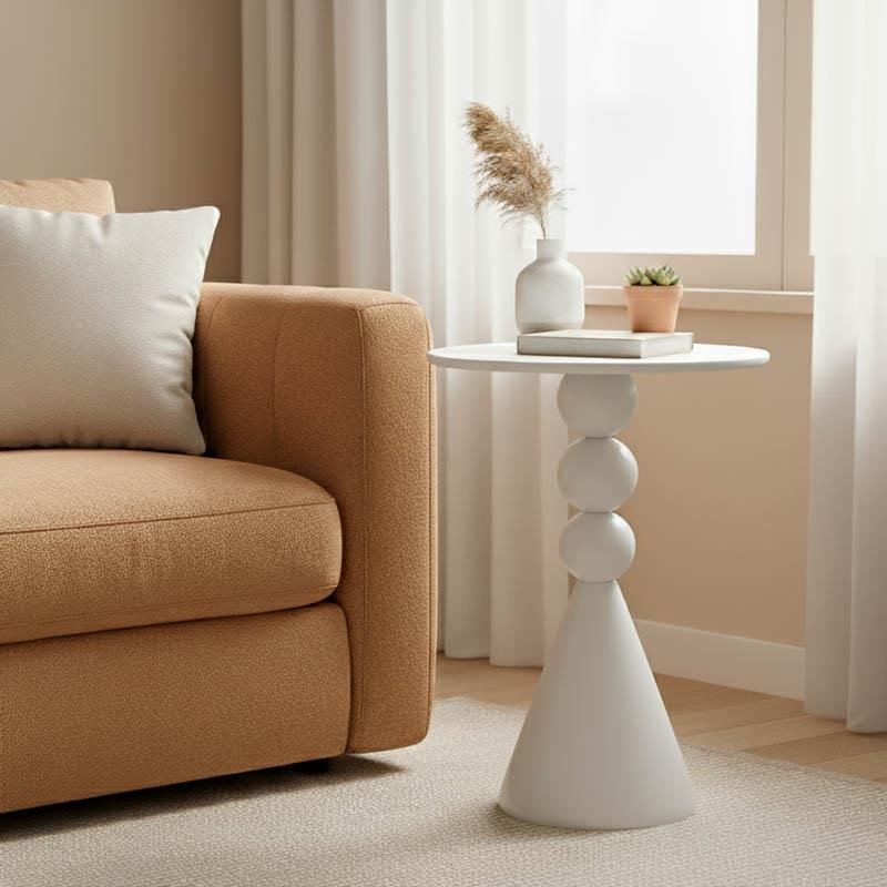 Βοηθητικό τραπεζάκι σαλονιού Bilane μέταλλο σε κρεμ απόχρωση Φ39x55εκ