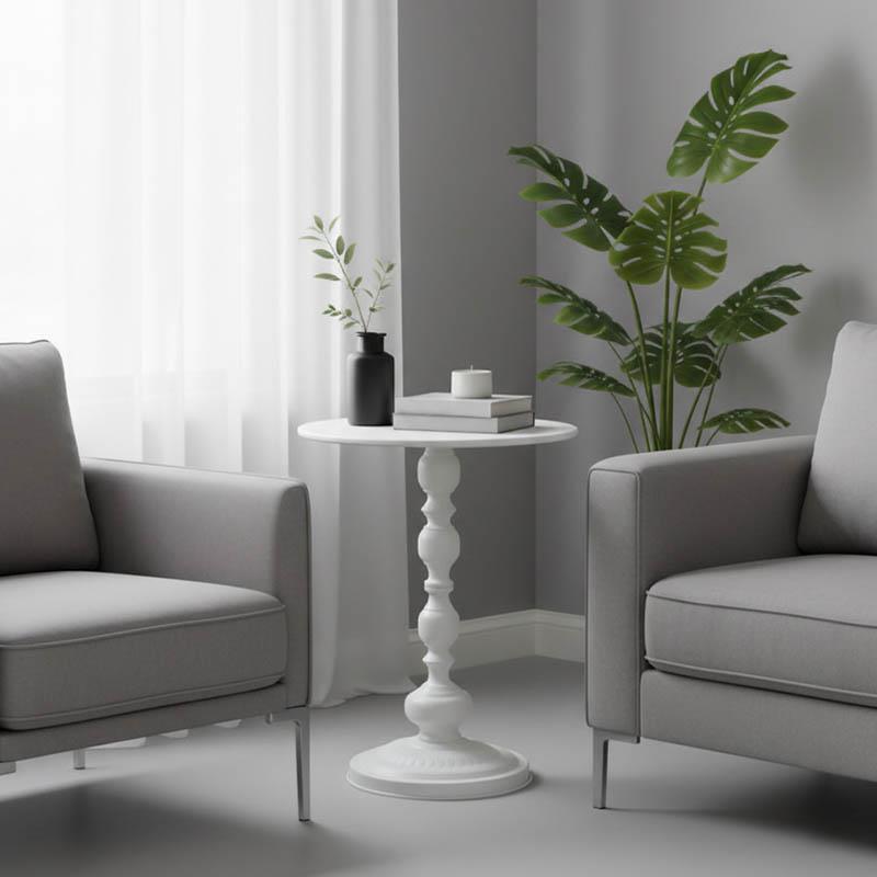 Βοηθητικό τραπεζάκι σαλονιού Anesor μέταλλο σε κρεμ απόχρωση Φ40x52εκ.