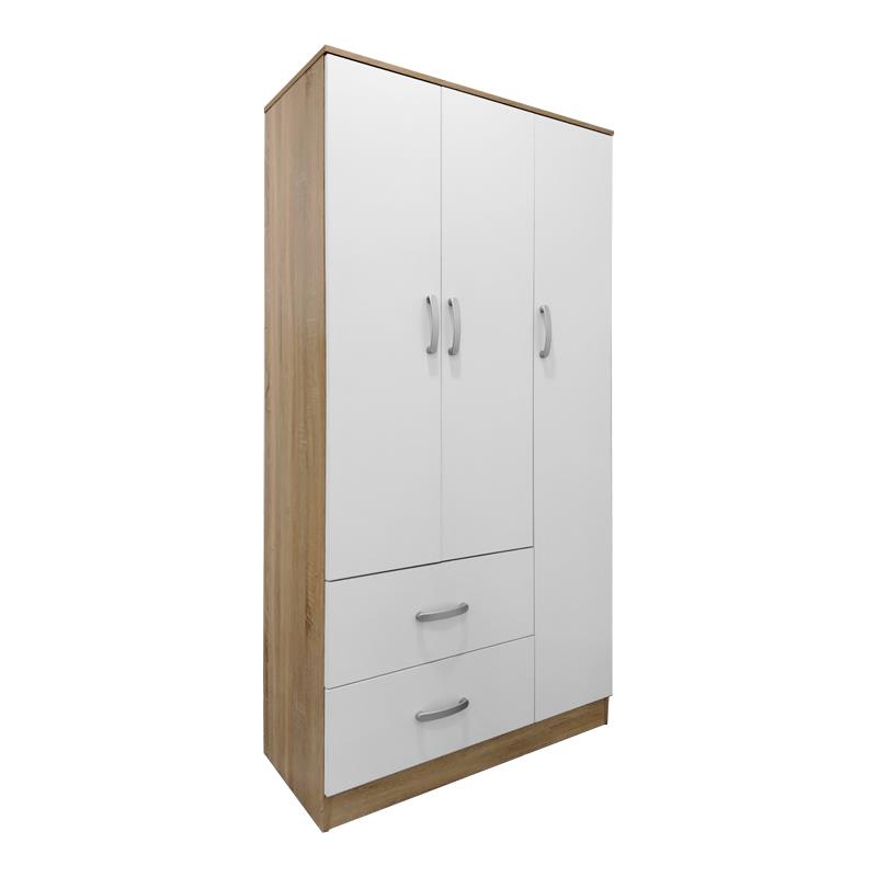 Ντουλάπα τρίφυλλη με 2 συρτάρια Lego σε sonoma-λευκή απόχρωση 90x42x180εκ