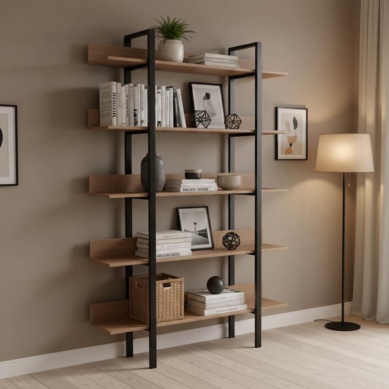 Βιβλιοθήκη Boderta σε sonoma-μαύρη απόχρωση 120x30x190εκ