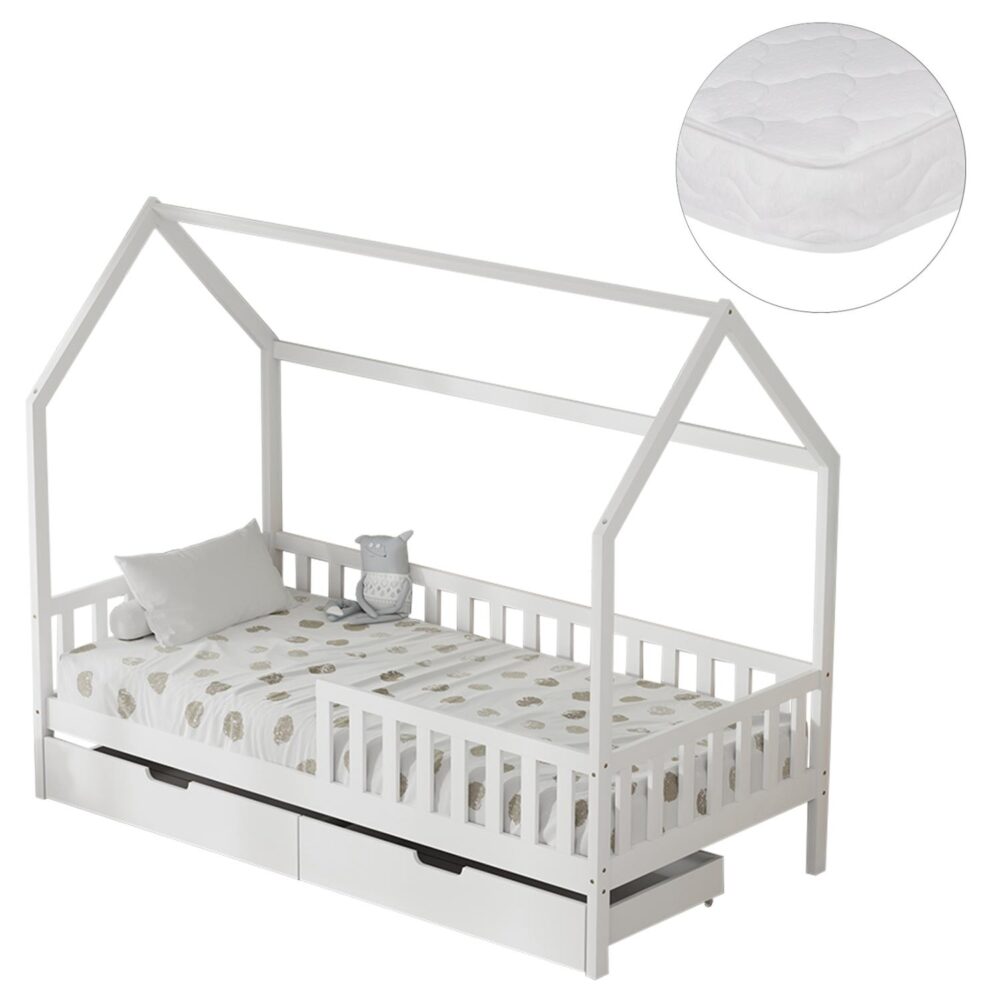 Παιδικό Κρεβάτι με Συρτάρια και Στρώμα PHYLLIS απο Ξύλο Πεύκου σε Λευκό 90x190εκ. Παιδικό Κρεβάτι με Συρτάρια και Στρώμα PHYLLIS απο Ξύλο Πεύκου σε Λευκό 90x190εκ.