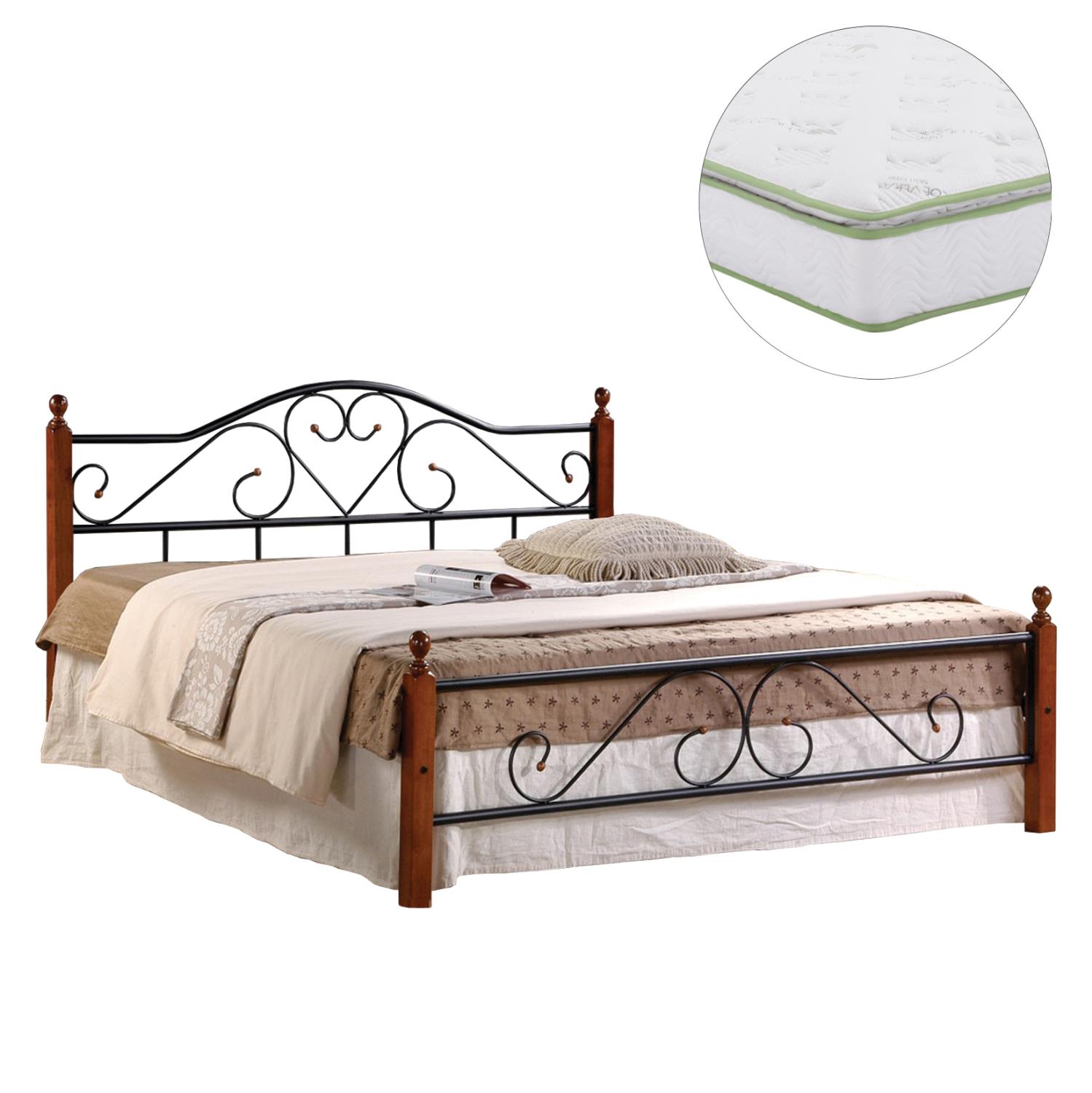 Κρεβάτι CANDY Διπλό με Στρώμα απο Μέταλλο και Ξύλο σε Dirty Oak χρώμα 150x200εκ.
