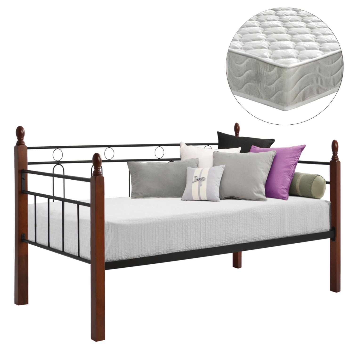 Καναπές - Κρεβάτι REVEN με Στρώμα σε Μέταλλο και Ξύλο σε Dirty Oak απόχρωση 90x190εκ.