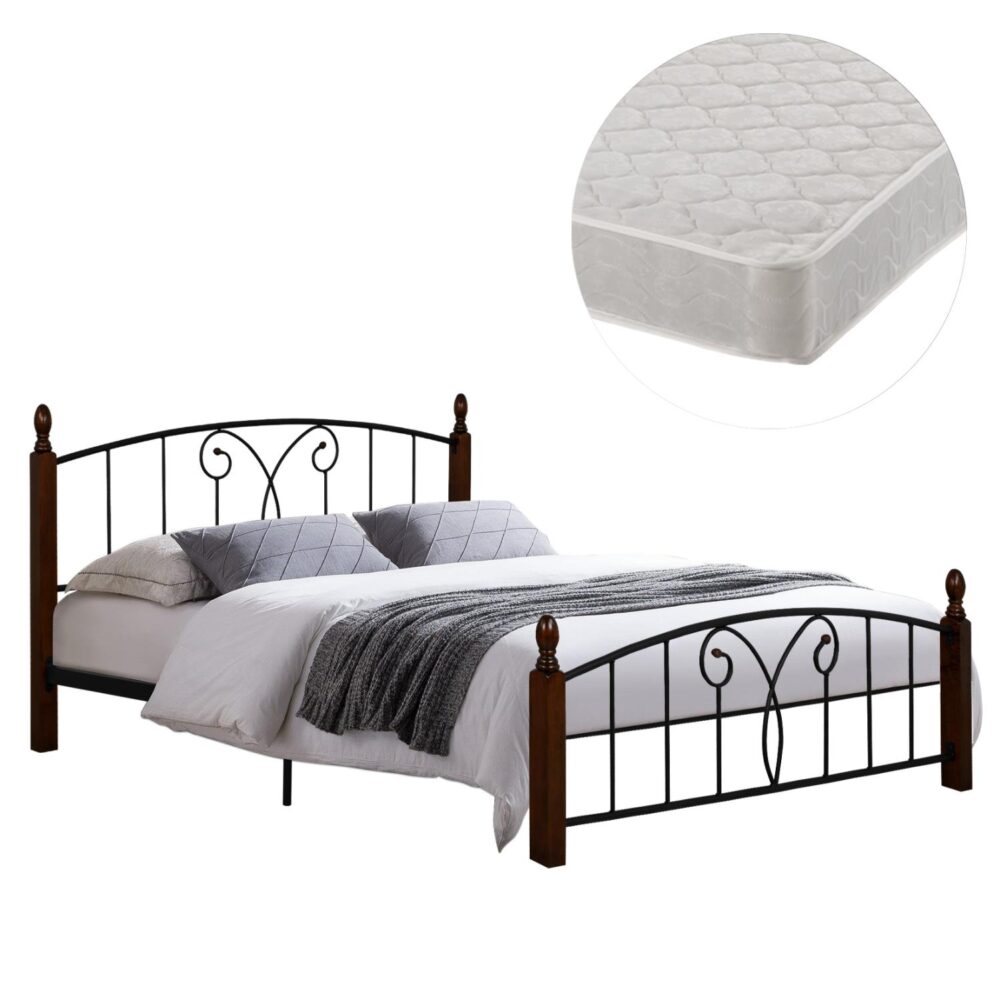 Κρεβάτι SUZIE Διπλό με Στρώμα απο Μέταλλο και Ξύλο σε Καρυδί 150x200εκ. Κρεβάτι SUZIE Διπλό με Στρώμα απο Μέταλλο και Ξύλο σε Καρυδί 150x200εκ.