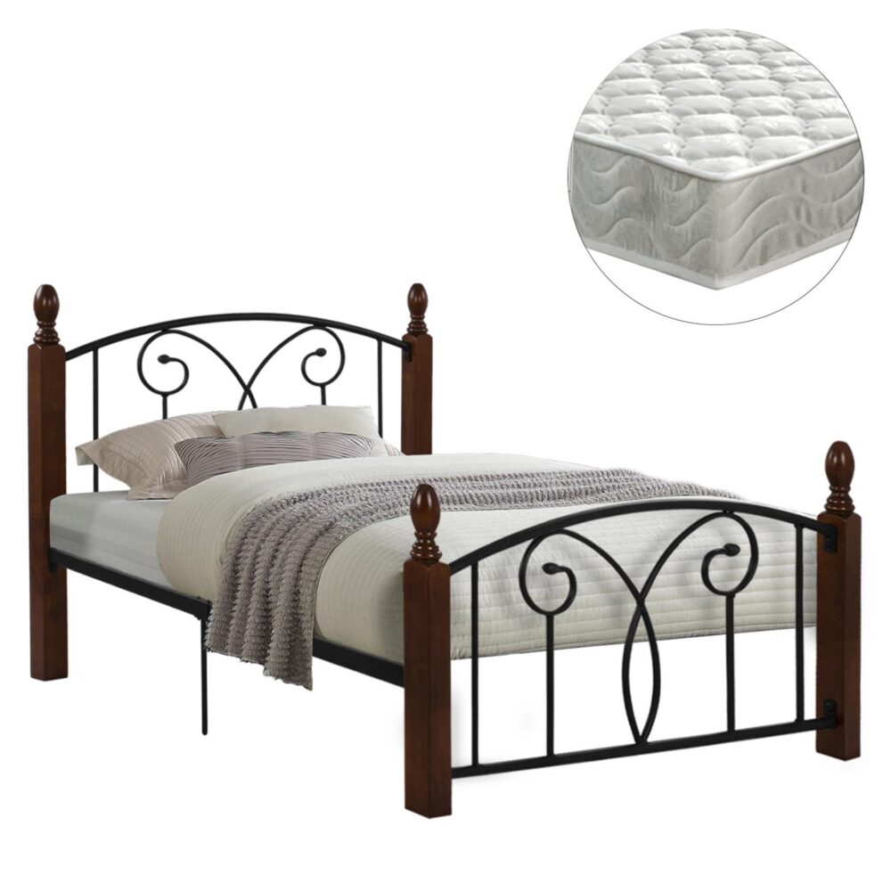 Κρεβάτι SUZIE Ημίδιπλο με Στρώμα απο Μέταλλο και Ξύλο σε Καρυδί 110x190εκ. Κρεβάτι SUZIE Ημίδιπλο με Στρώμα απο Μέταλλο και Ξύλο σε Καρυδί 110x190εκ.