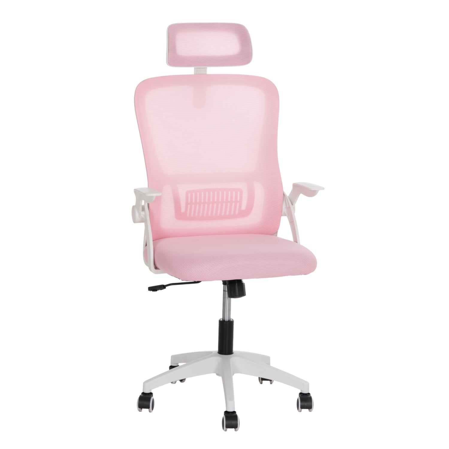 Καρέκλα Γραφείου BLAZER με Ρόζ Μesh Ύφασμα - Λευκός Σκελετός Nylon 60,5x47x85,5Υεκ.