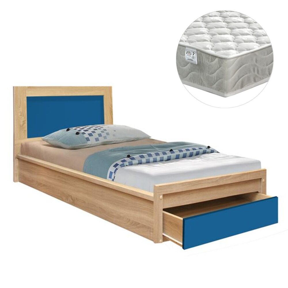 Παιδικό Κρεβάτι PLAYROOM Μονό με Στρώμα απο Μελαμίνη σε Sonama -Σιέλ 90x190εκ.