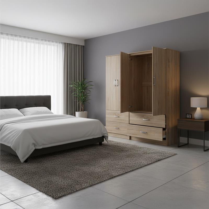 Ντουλάπα Lego τετράφυλλη με συρτάρια sonoma 160x42x180εκ Ντουλάπα Lego τετράφυλλη με συρτάρια sonoma 160x42x180εκ