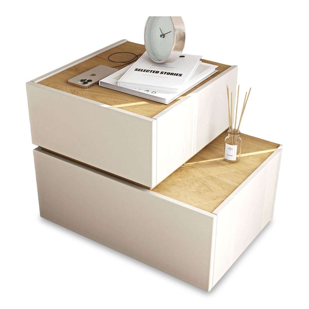 Κομοδίνο LOFT σε Εκρού - Δρύς 60x45x48εκ.