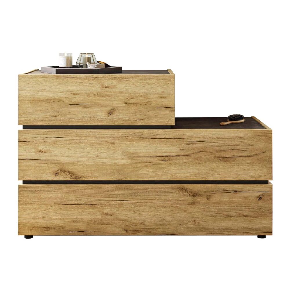 Συρταριέρα - Τουαλέτα LOFT με 3 Συρτάρια σε Σκούρο Δρύς 120x45x80εκ.