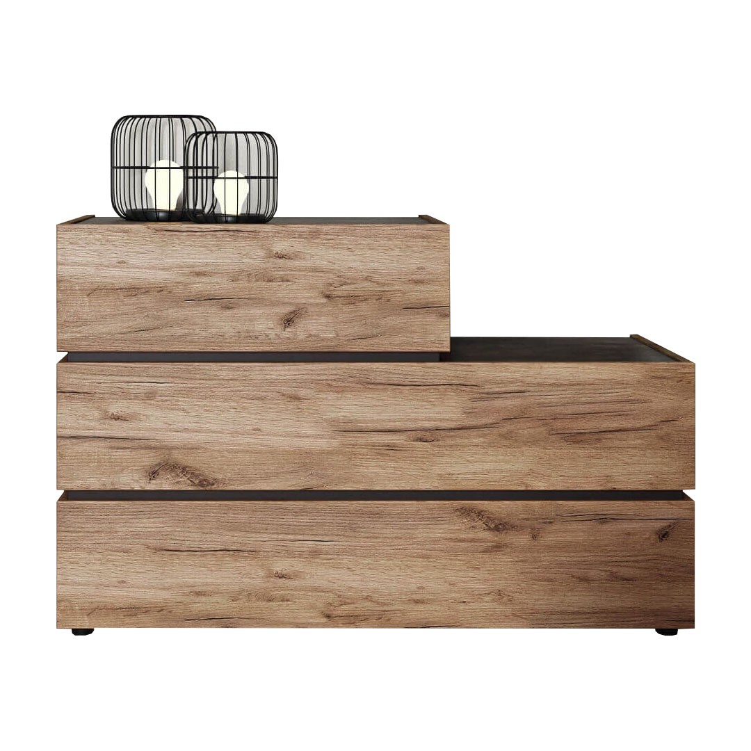 Συρταριέρα - Τουαλέτα LOFT με 3 Συρτάρια σε Καφέ Δρύς 120x45x80εκ.