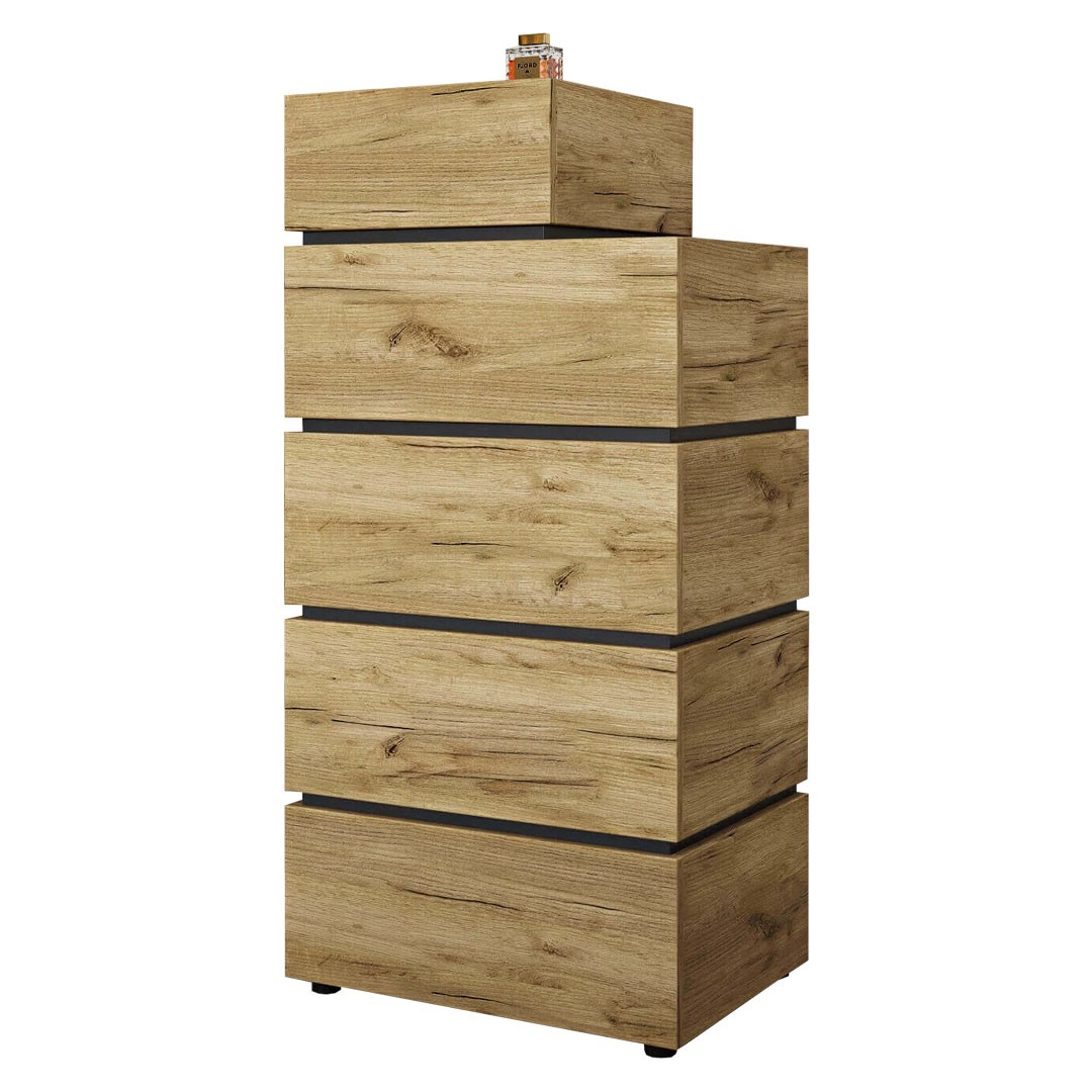 Συρταριέρα LOFT με 5 Συρτάρια σε Σκούρο Δρύς 60x45x126εκ.