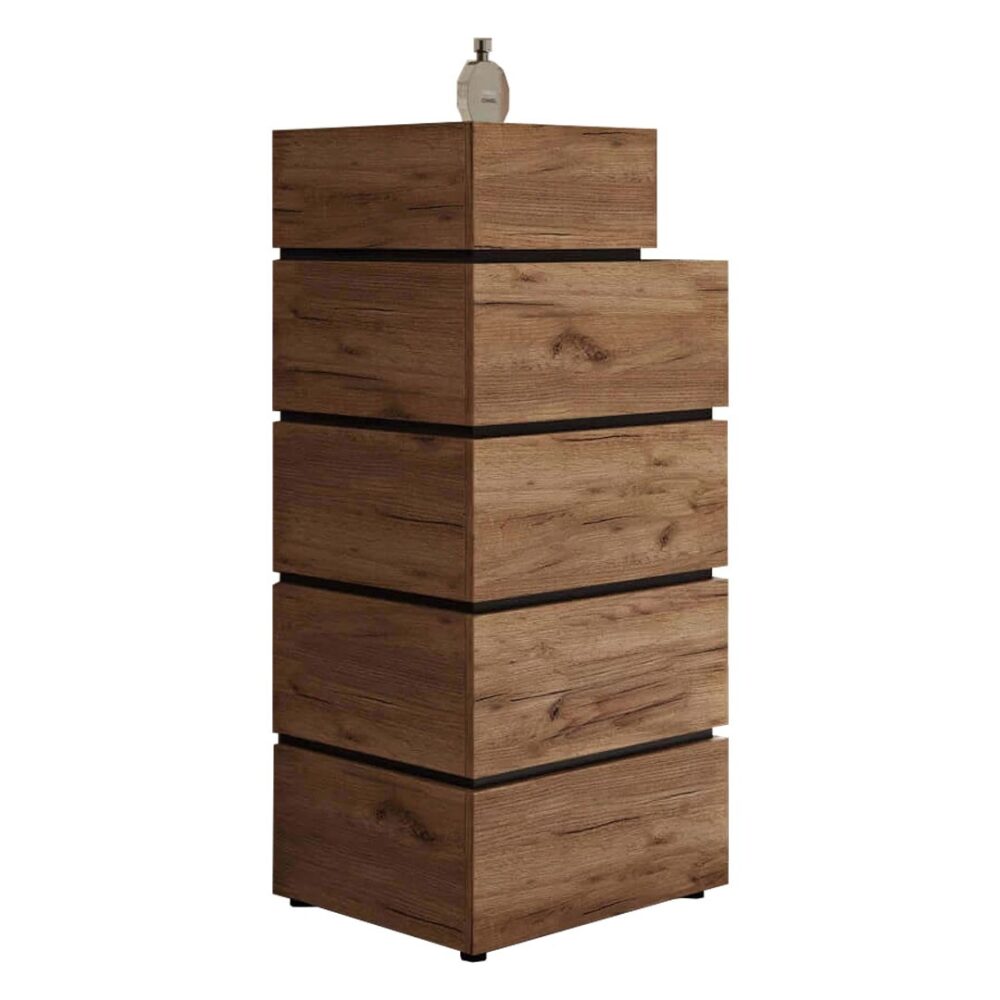 Συρταριέρα LOFT με 5 Συρτάρια σε Καφέ Δρύς 60x45x126εκ. Συρταριέρα LOFT με 5 Συρτάρια σε Καφέ Δρύς 60x45x126εκ.