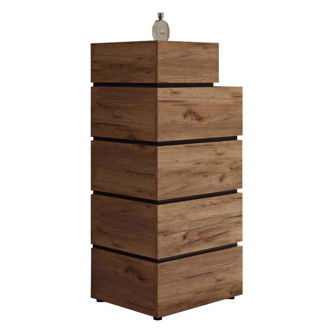 Συρταριέρα LOFT με 5 Συρτάρια σε Καφέ Δρύς 60x45x126εκ.