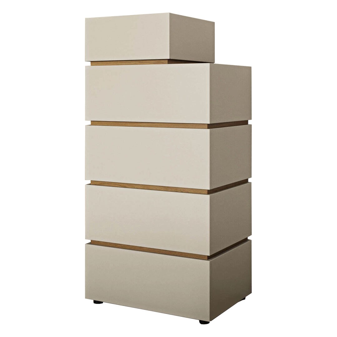 Συρταριέρα LOFT με 5 Συρτάρια σε Δρύς - Εκρού 60x45x126εκ.