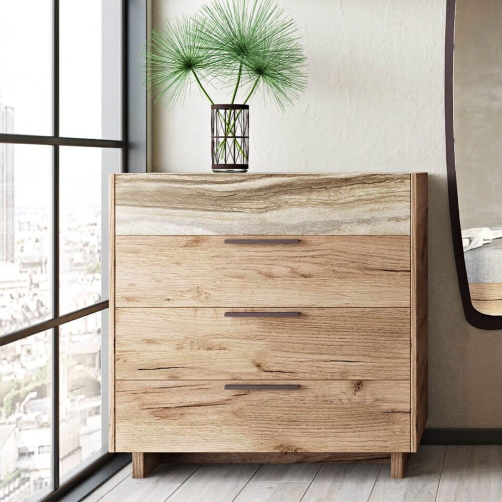 Συρταριέρα SICILIA με 4 Συρτάρια σε Καφέ Δρύς 90x43x94εκ.