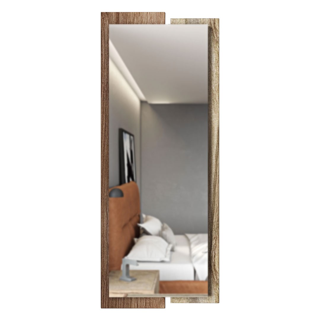 Καθρέπτης τοίχου SICILIA σε Καφέ Δρύς χρώμα 45,5x4x115εκ.