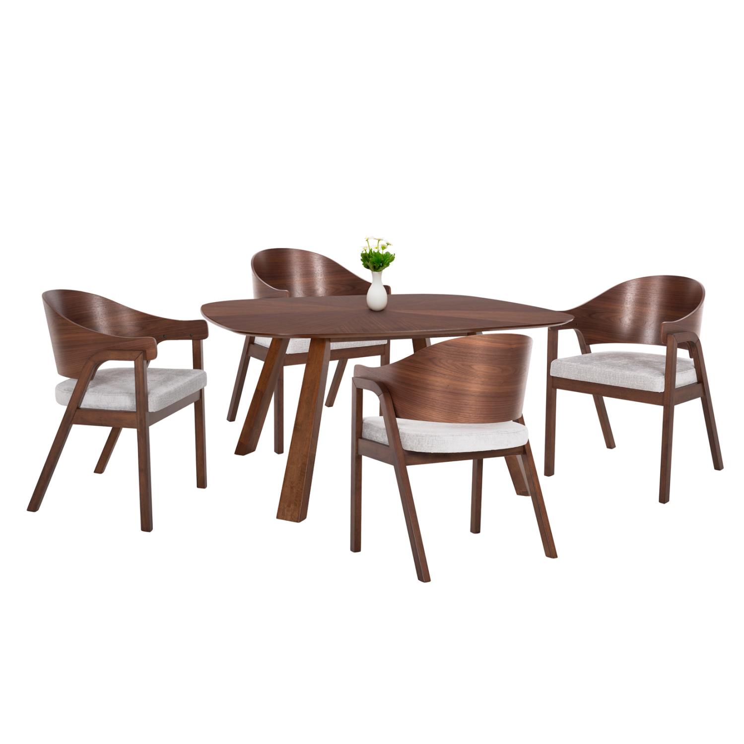 Σετ Τραπεζαρίας RINER C21340 5τεμ. Mdf Τραπέζι Τετράγωνο- Rubberwood Καρέκλες