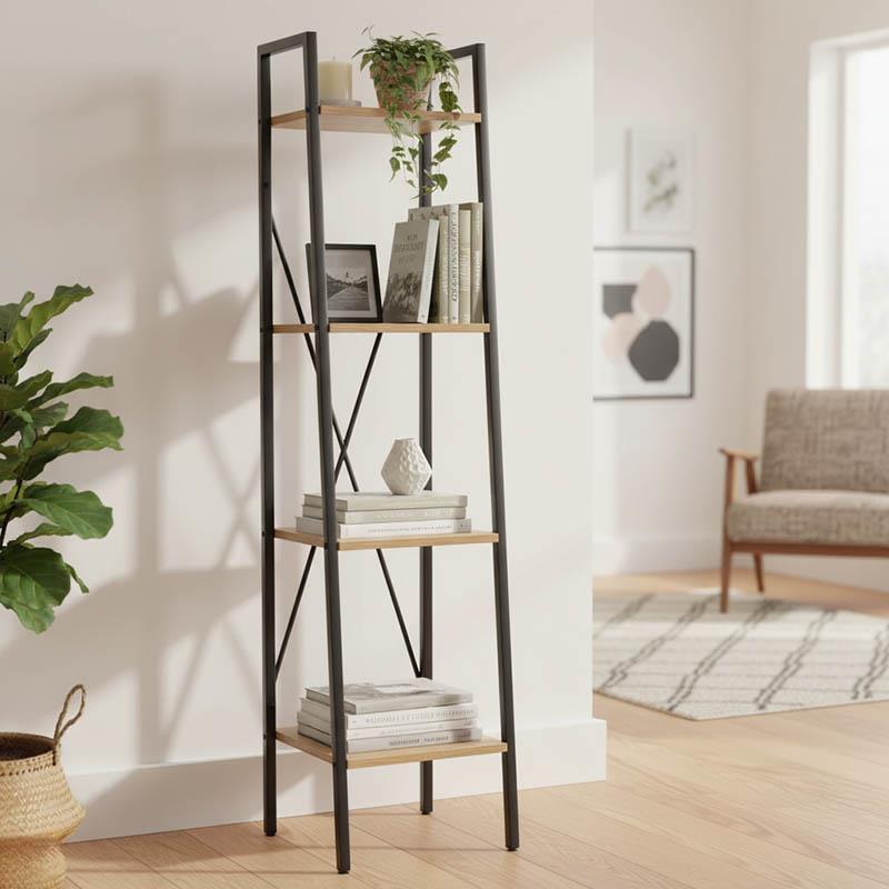 Βιβλιοθήκη Ramon φυσικό-μαύρο 34x32,5x148εκ