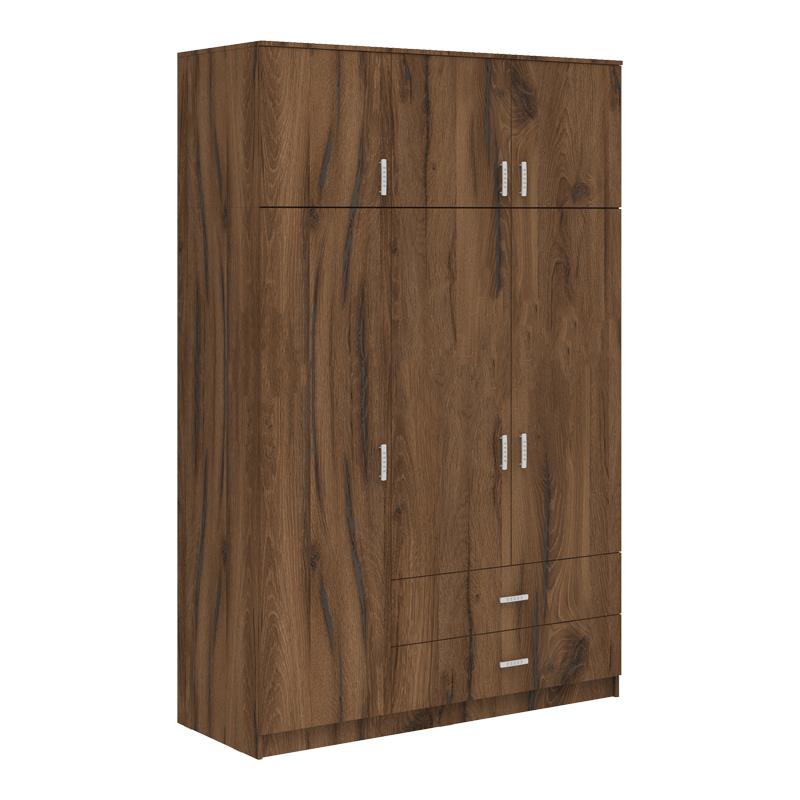 Ντουλάπα τρίφυλλη με συρτάρια Royal καρυδί-oak 150x58x230εκ.
