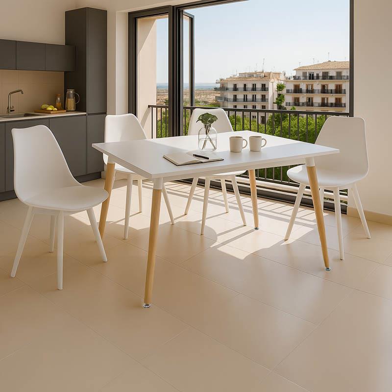 Σετ Τραπεζαρία με Καρέκλες Gaston 5τεμ. λευκό και Τραπέζι Natali λευκό 120x80x76εκ.