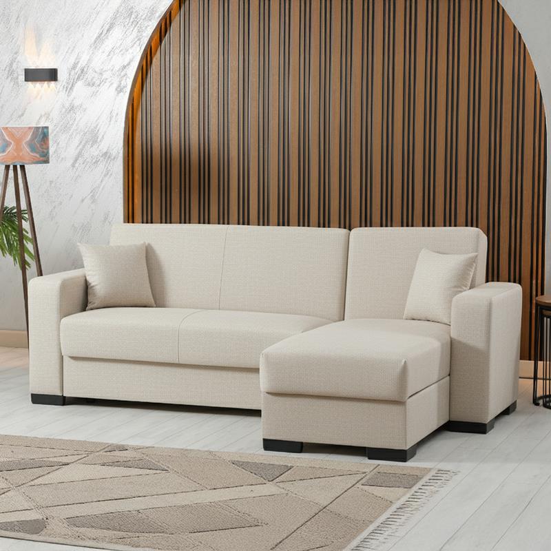 Γωνιακός καναπές-κρεβάτι Dumma αναστρέψιμος σε ύφασμα κρεμ 226x148x86εκ. Γωνιακός καναπές-κρεβάτι Dumma αναστρέψιμος σε ύφασμα κρεμ 226x148x86εκ.