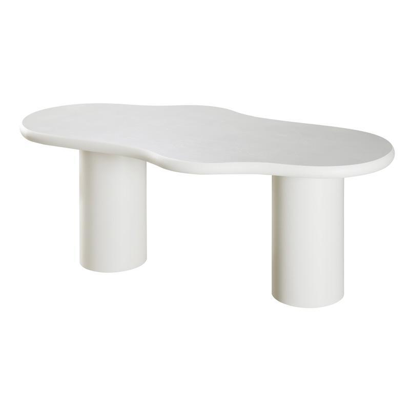 Τραπέζι Τραπεζαρίας Concretto Fylliana Στρόγγυλο Λευκό με Υφή Τσιμέντου χρώμα 180x90x76εκ