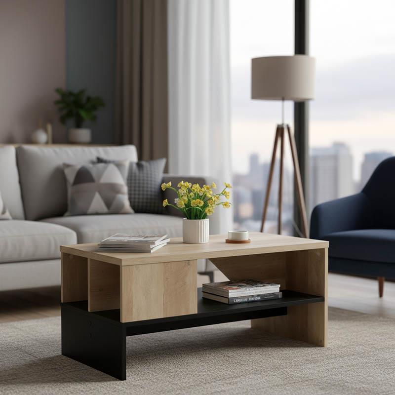 Τραπέζι σαλονιού Naya sonoma-ανθρακί 93x46x43εκ