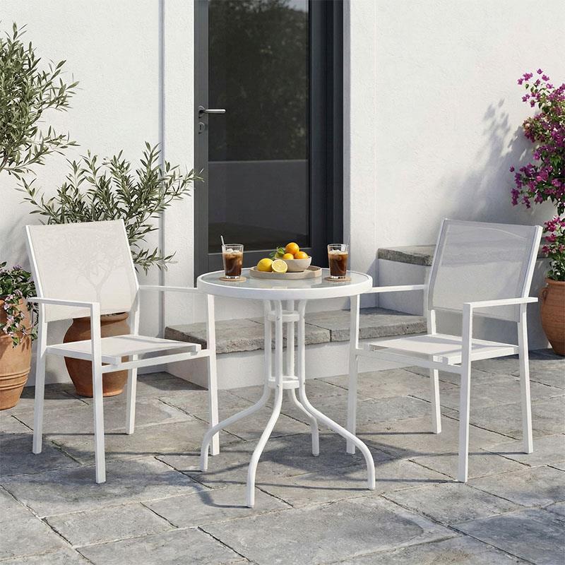 Σετ Τραπεζαρία Valor - Confidence B 3τεμ μέταλλο σε λευκή απόχρωση Φ60x70εκ.