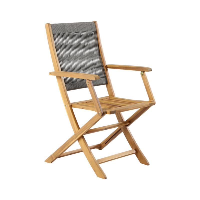 Καρέκλα FL922 Fylliana αναδιπλούμενη Ξύλο ακακίας Καρυδί - Γκρί 54x60x92 εκ.