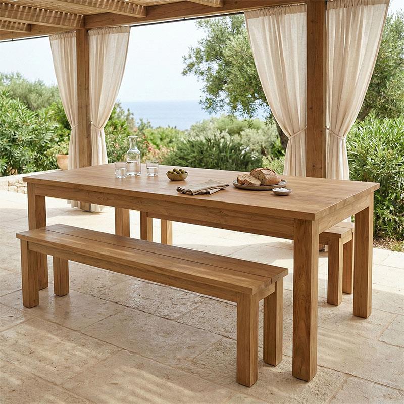 Τραπέζι Wooly teak ξύλο σε φυσική απόχρωση 220x90x75εκ