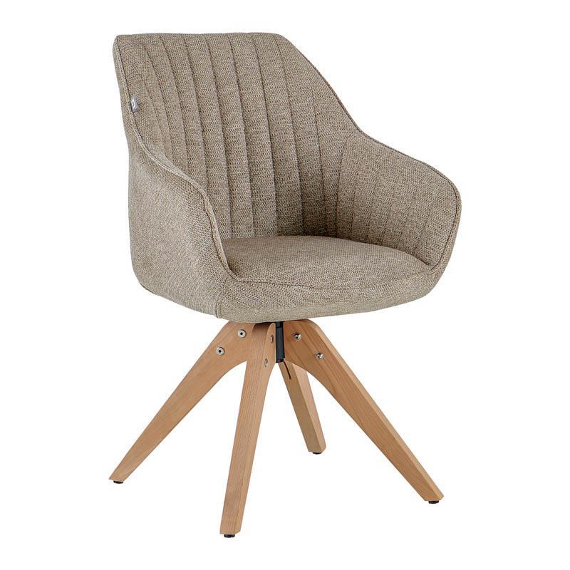 Περιστρεφόμενη Καρέκλα Τραπεζαρίας FL23A Fylliana Καφέ με Ξύλινα πόδια 63x58x82εκ.