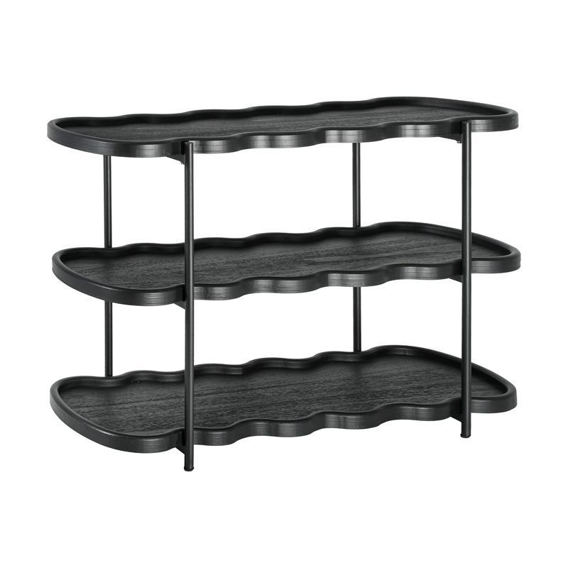 Τριώροφη Βοηθητική Οβάλ Ραφιέρα FL03392 Fylliana  Μαύρο 120x40x80 εκ.