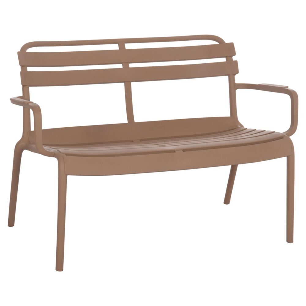 Παγκάκι Κήπου KORVER C6332.04 Διθέσιο Πολυπροπυλένιο Καπουτσίνο 113x65x76Υ εκ.