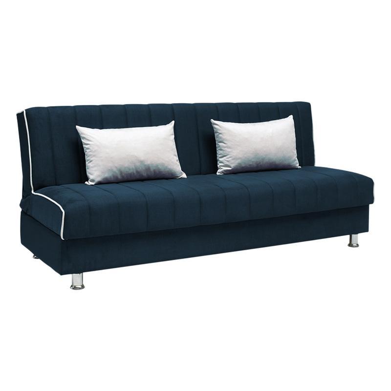 Καναπές - Κρεβάτι New Leon Fylliana Ύφασμα Μπλέ με Κρέμ Μαξιλάρια 190x85x83εκ.