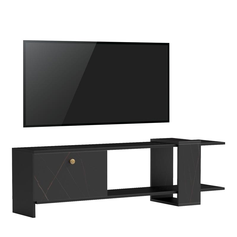 Έπιπλο τηλεόρασης Standi σε μαύρο-μαύρο μαρμάρου απόχρωση 120x25x36.8εκ.