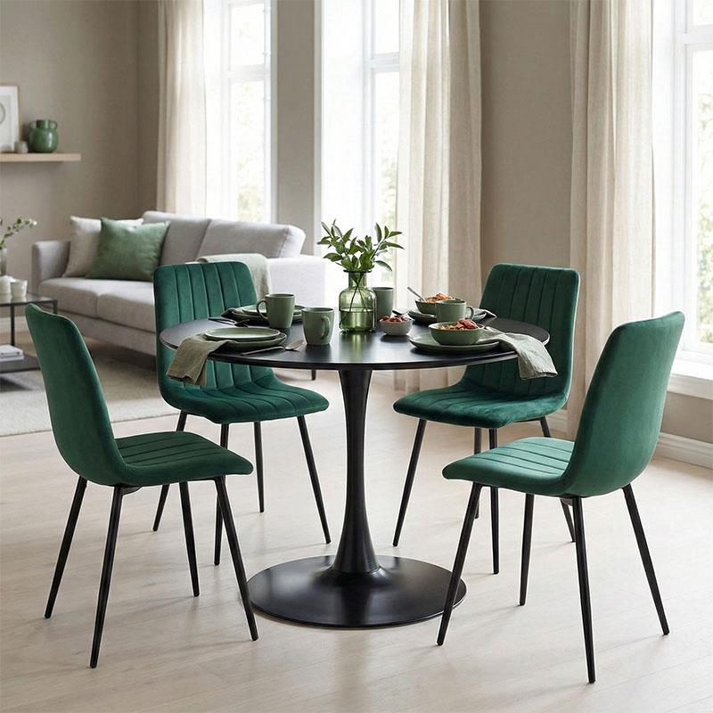 Σετ Τραπεζαρίας Balou-Noor 5τεμ. MDF μαύρο-κυπαρισσί Φ100x73εκ Σετ Τραπεζαρίας Balou-Noor 5τεμ. MDF μαύρο-κυπαρισσί Φ100x73εκ