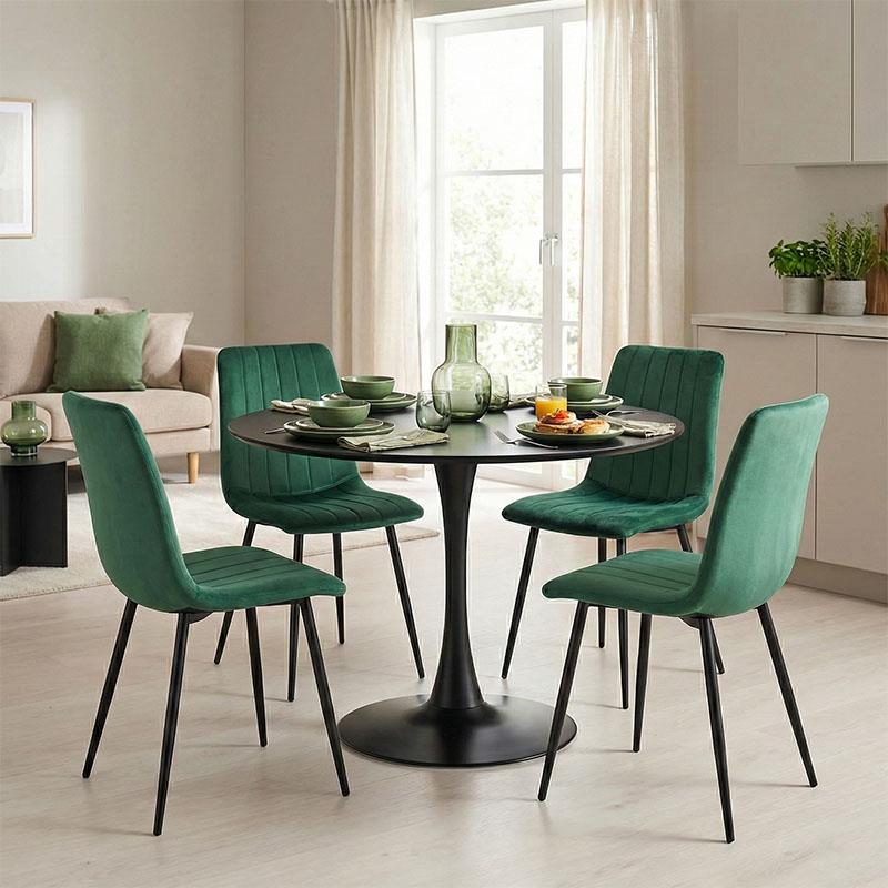 Σετ Τραπεζαρίας Balou-Noor 5τεμ. MDF μαύρο-κυπαρισσί Φ120x73εκ Σετ Τραπεζαρίας Balou-Noor 5τεμ. MDF μαύρο-κυπαρισσί Φ120x73εκ