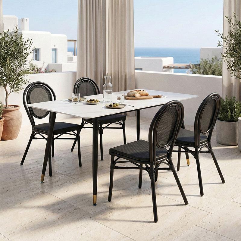 Τραπέζι Pembe sintered stone λευκή όψη μαρμάρου με μαύρα μεταλλικά πόδια 140x80x75εκ Τραπέζι Pembe sintered stone λευκή όψη μαρμάρου με μαύρα μεταλλικά πόδια 140x80x75εκ