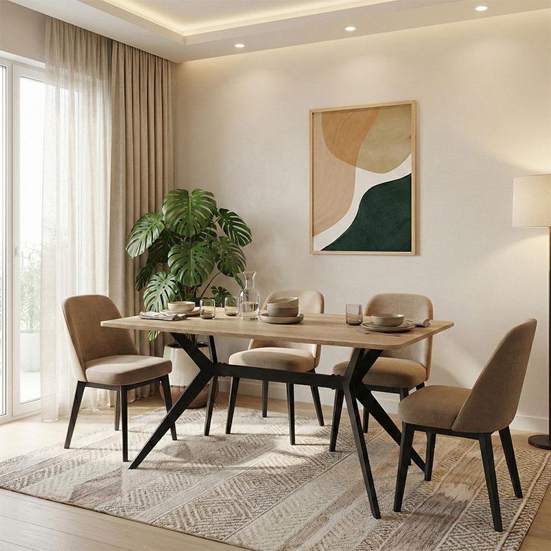 Τραπέζι Ezali sonoma mdf με μαύρα μεταλλικά πόδια 140x80x75εκ