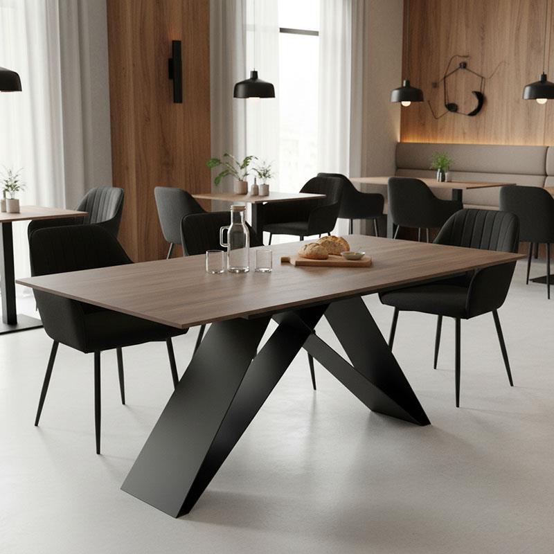 Τραπέζι Sabrina sintered stone καρυδί-μαύρο 180x90x75εκ